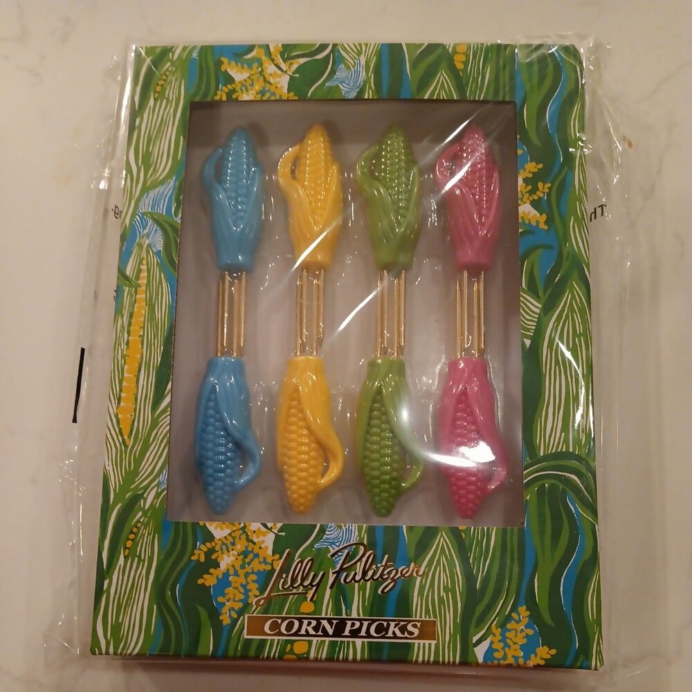New in Package - Lilly Pulitzer Stainless Steel Corn Picks (Set of 4)